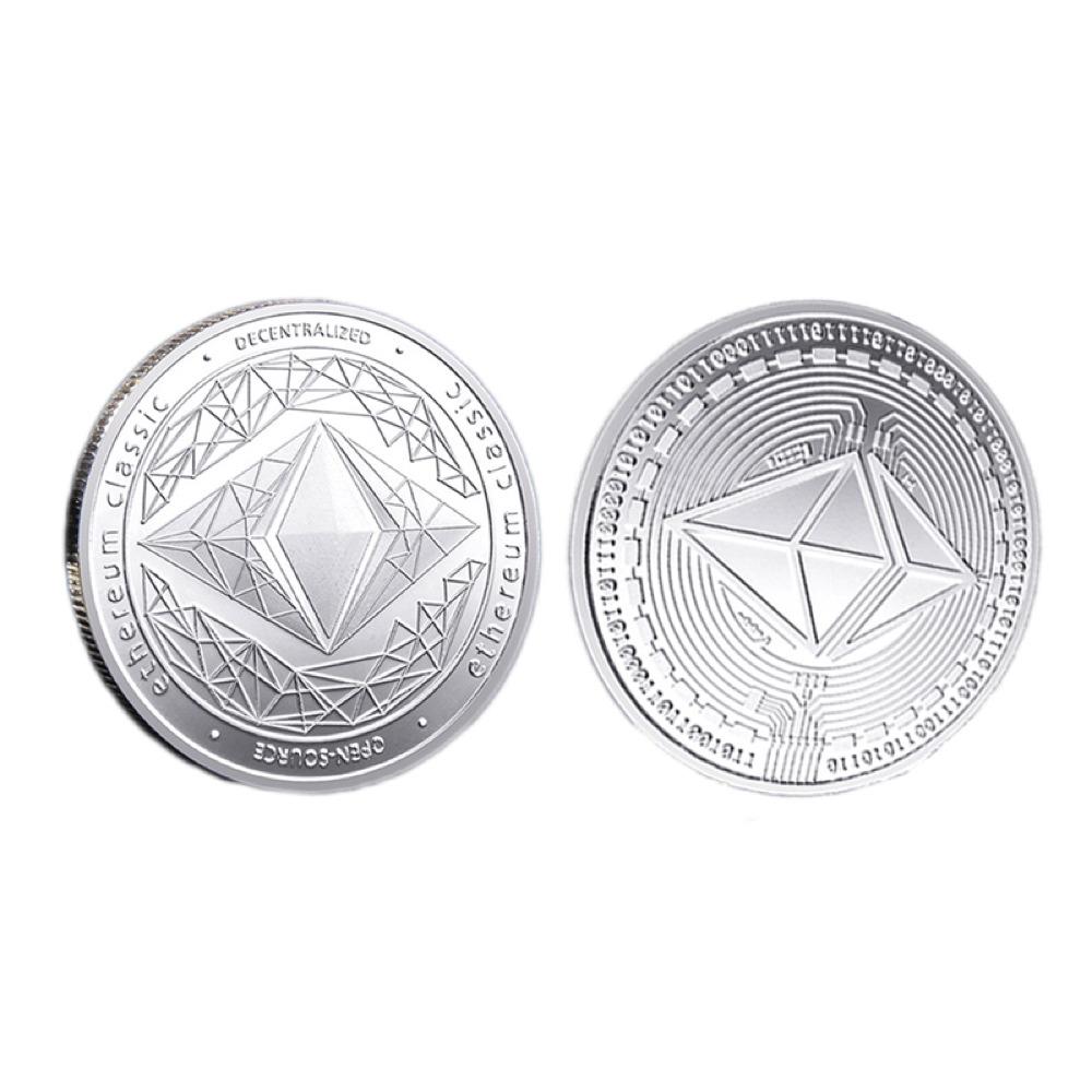 Ethereum Classic Coin Iced Out Frame Pendant Yellow Gold Tennis CZ Frame HipHopBling