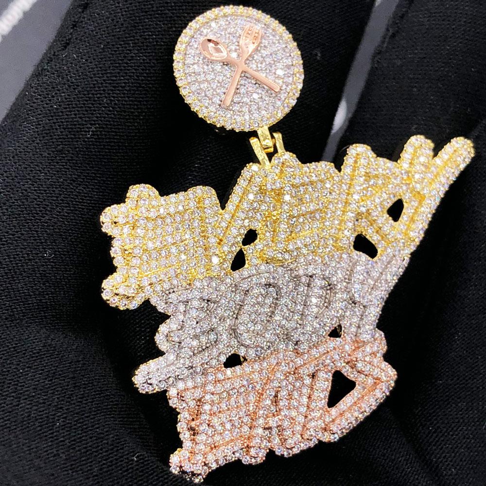 Everybody Eats VVS CZ Hip Hop Iced Out Pendant 3 Tone HipHopBling