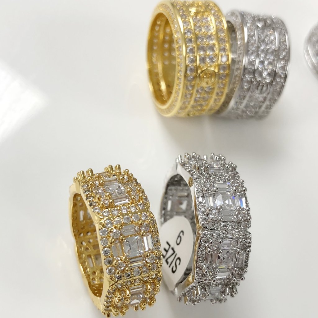 Exotic Baguette Princess Eternity Band Gold Bling CZ Ring 7 HipHopBling