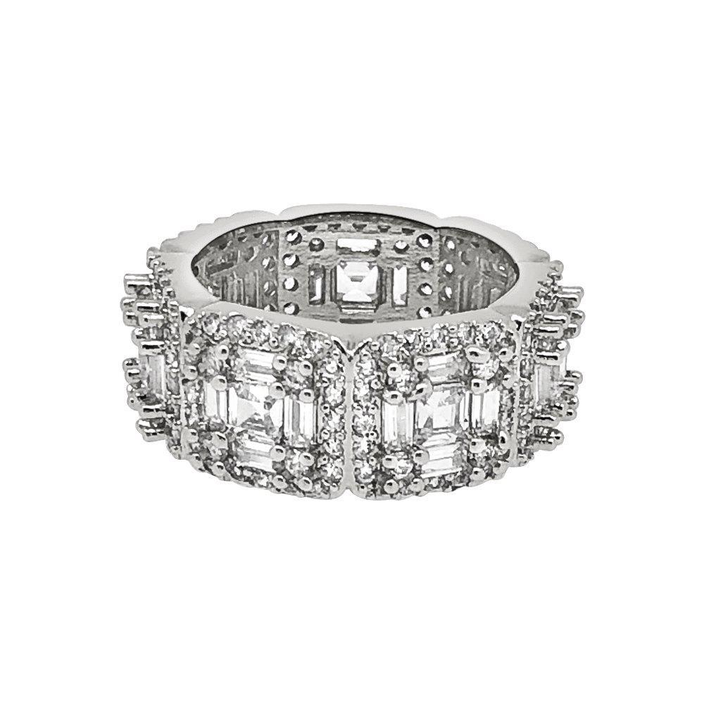 Exotic Baguette Princess Eternity Band Rhodium Bling CZ Ring 7 HipHopBling