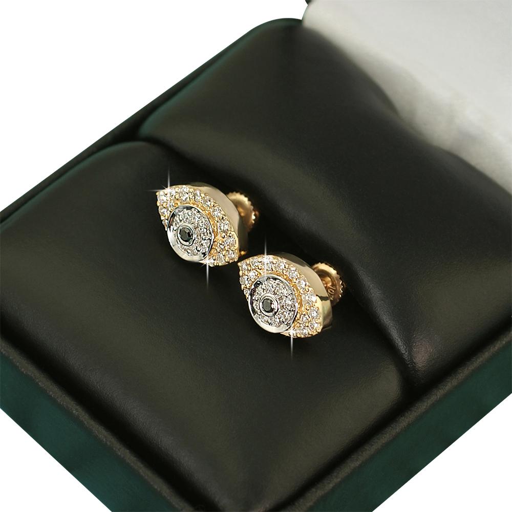 Eye Diamond Earrings .43cttw 10K Yellow Gold HipHopBling