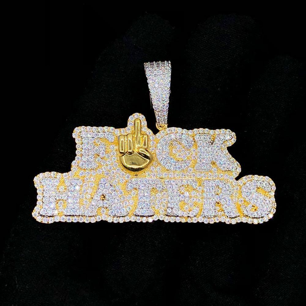 F Haters VVS CZ Hip Hop Bling Bling Pendant Yellow Gold HipHopBling