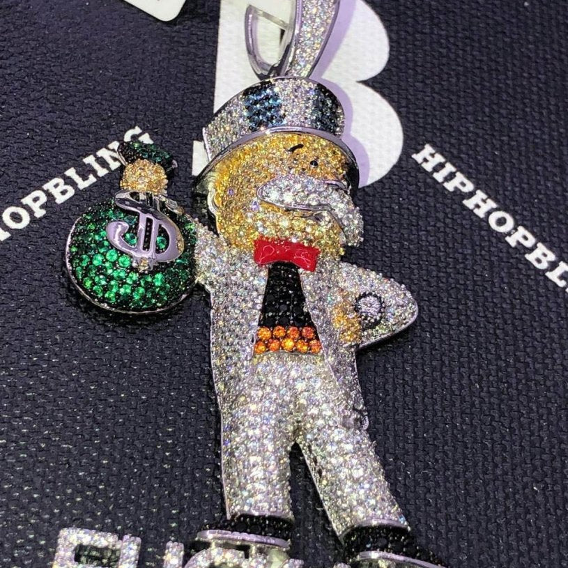 F*** Luck Money Man CZ Hip Hop Bling Bling Pendant Yellow Gold HipHopBling