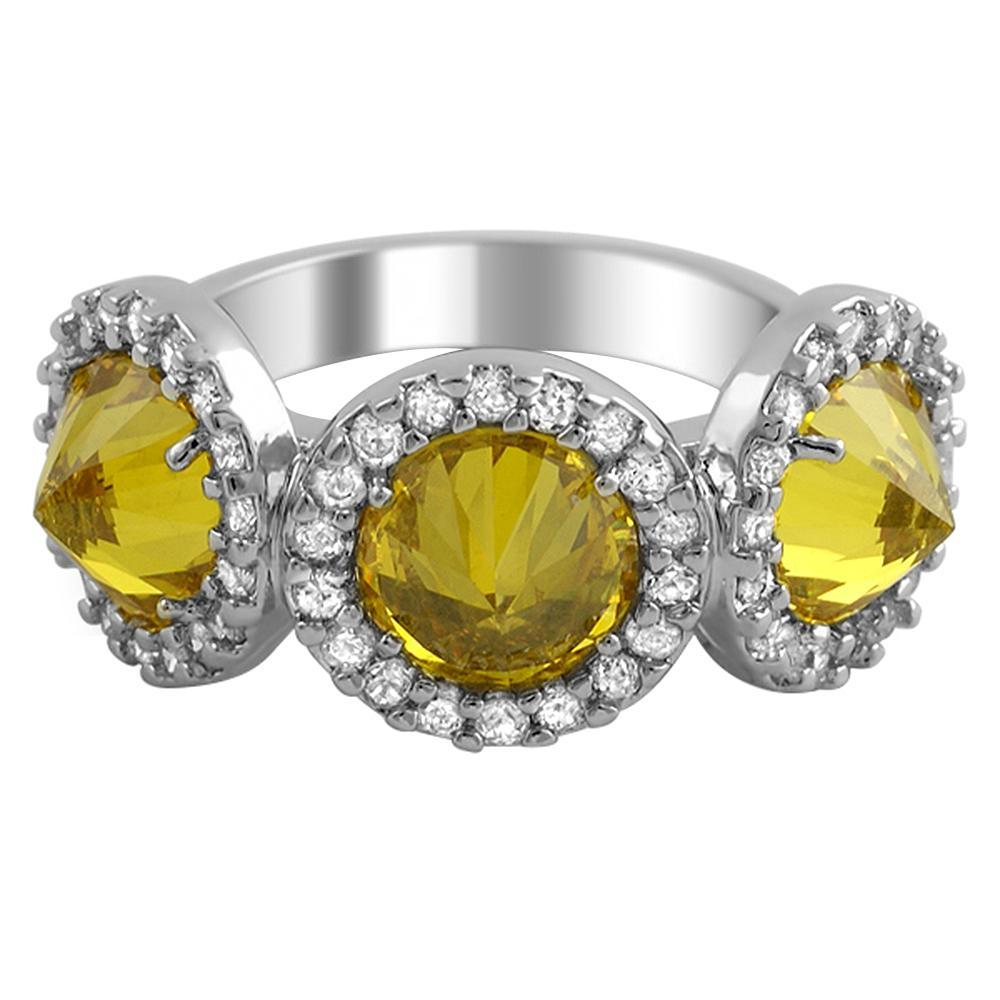 Fashion Reverse CZ Canary Diamond Pave Ladies Ring 6 HipHopBling