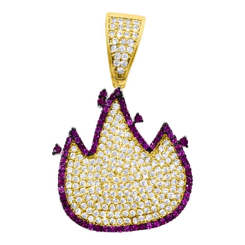 Fire VVS CZ Hip Hop Iced Out Pendant Yellow Gold HipHopBling