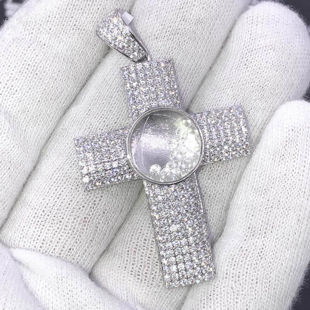 Floating Ice Thick Cross CZ Hip Hop Bling Bling Pendant HipHopBling