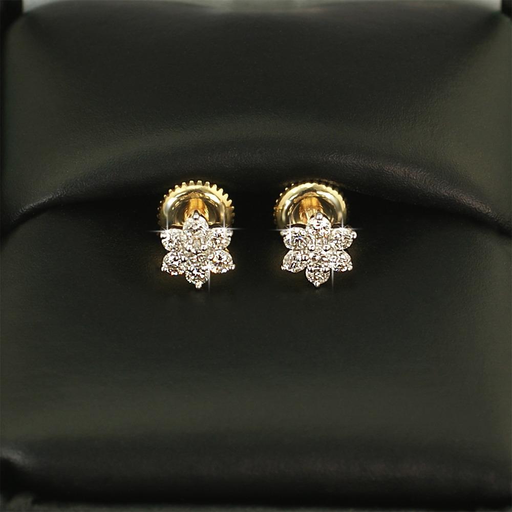 Flower Diamond Earrings .41cttw 10K Yellow Gold HipHopBling