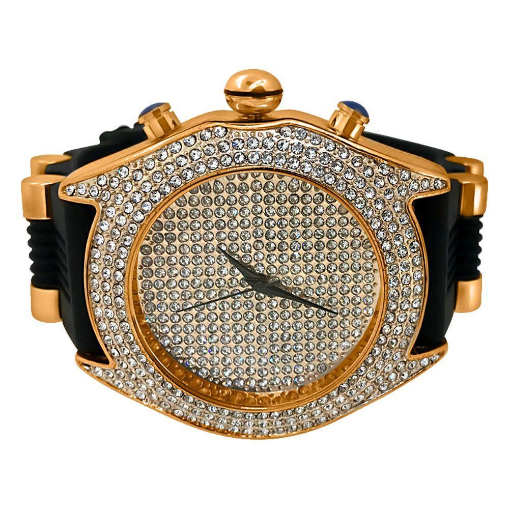 Full Bling Dial and Triple Bezel Icey Watch Rose Gold HipHopBling