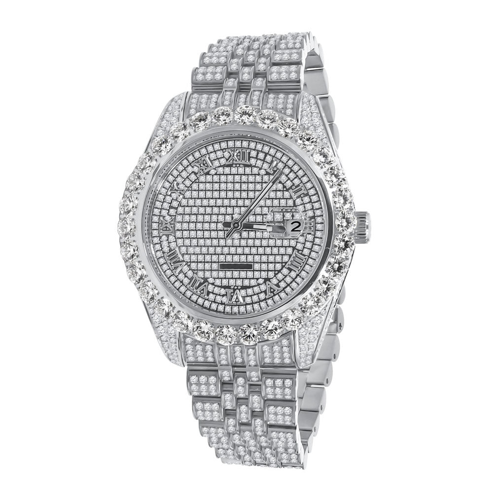 Full Bustdown Jubilee Iced Out Watch 4 Colors Yellow Gold HipHopBling