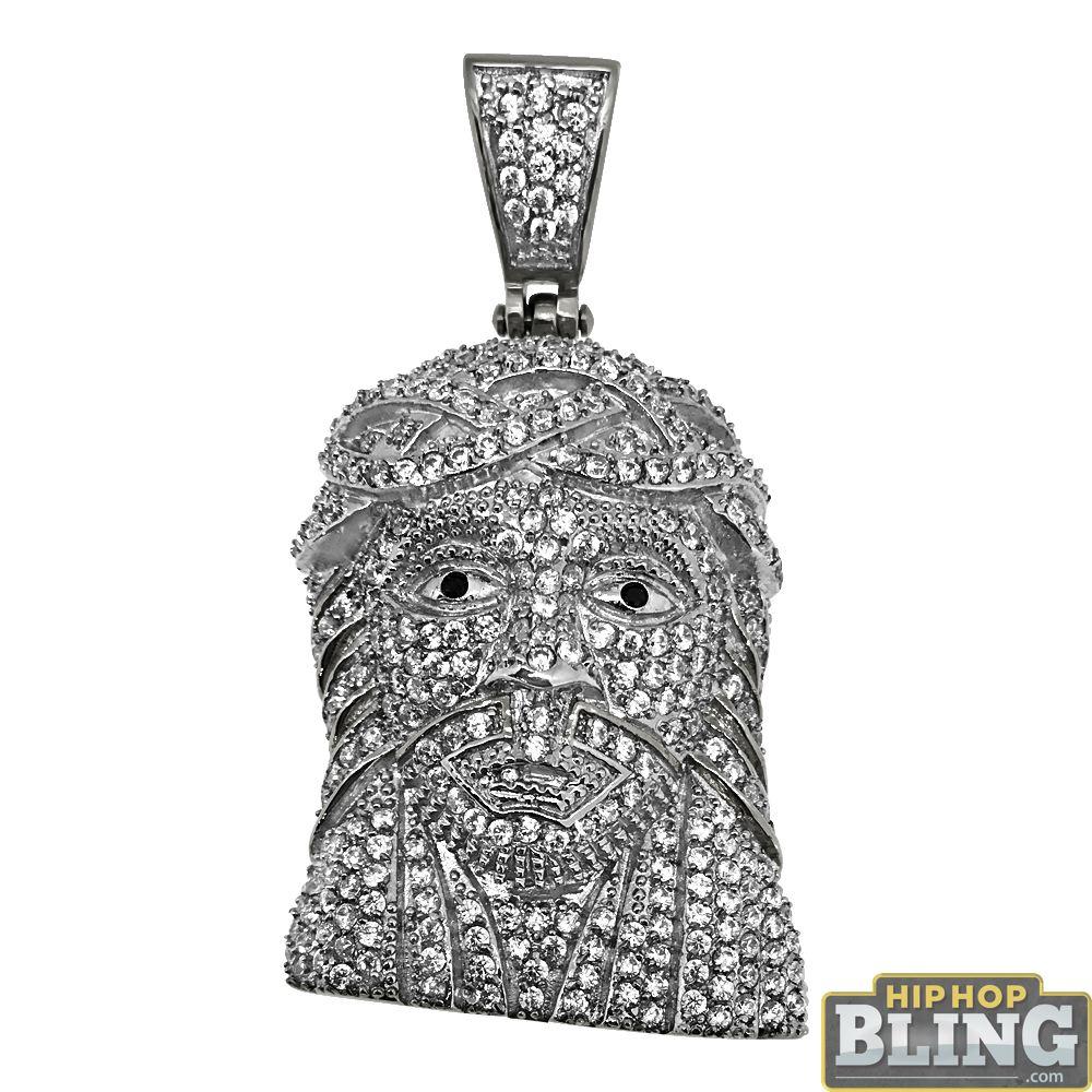 Fully Iced Out Stainless Steel Medium Jesus Piece HipHopBling