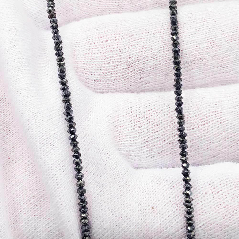 Genuine Black Diamond Solitaire Bead Chain 14K Gold 3MM 16" AA HipHopBling