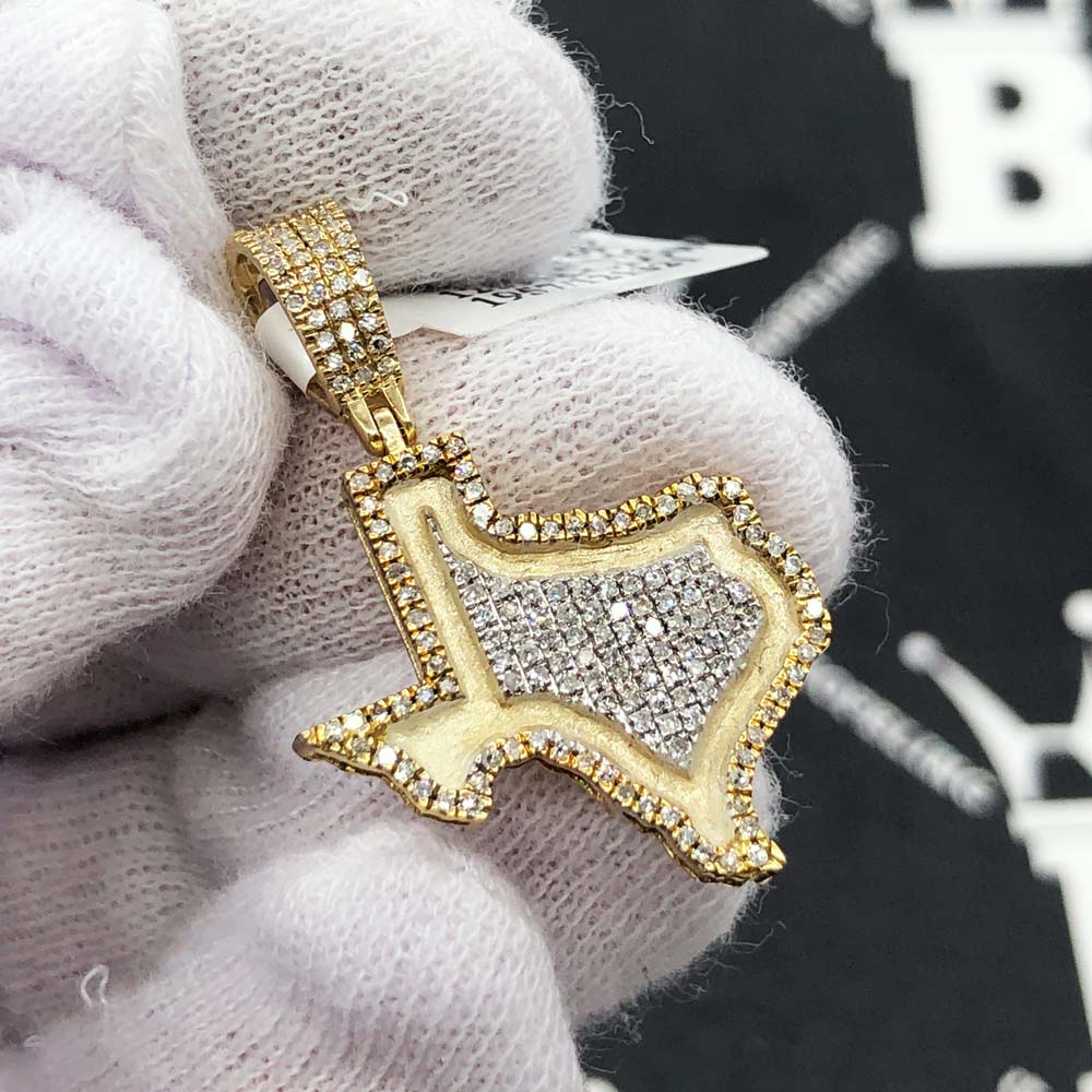 Glow in the Dark Texas Diamond Pendant .38cttw 10K Yellow Gold HipHopBling