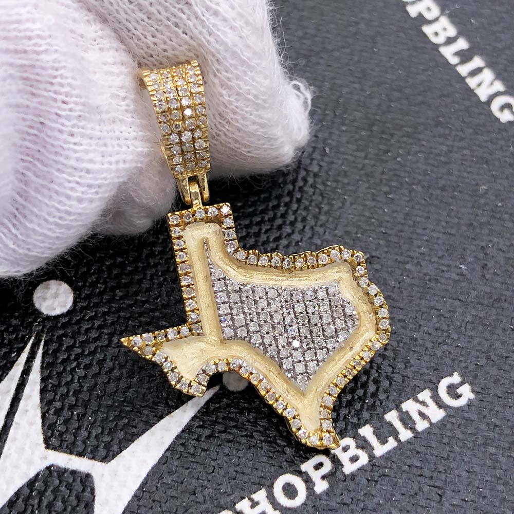 Glow in the Dark Texas Diamond Pendant .38cttw 10K Yellow Gold HipHopBling