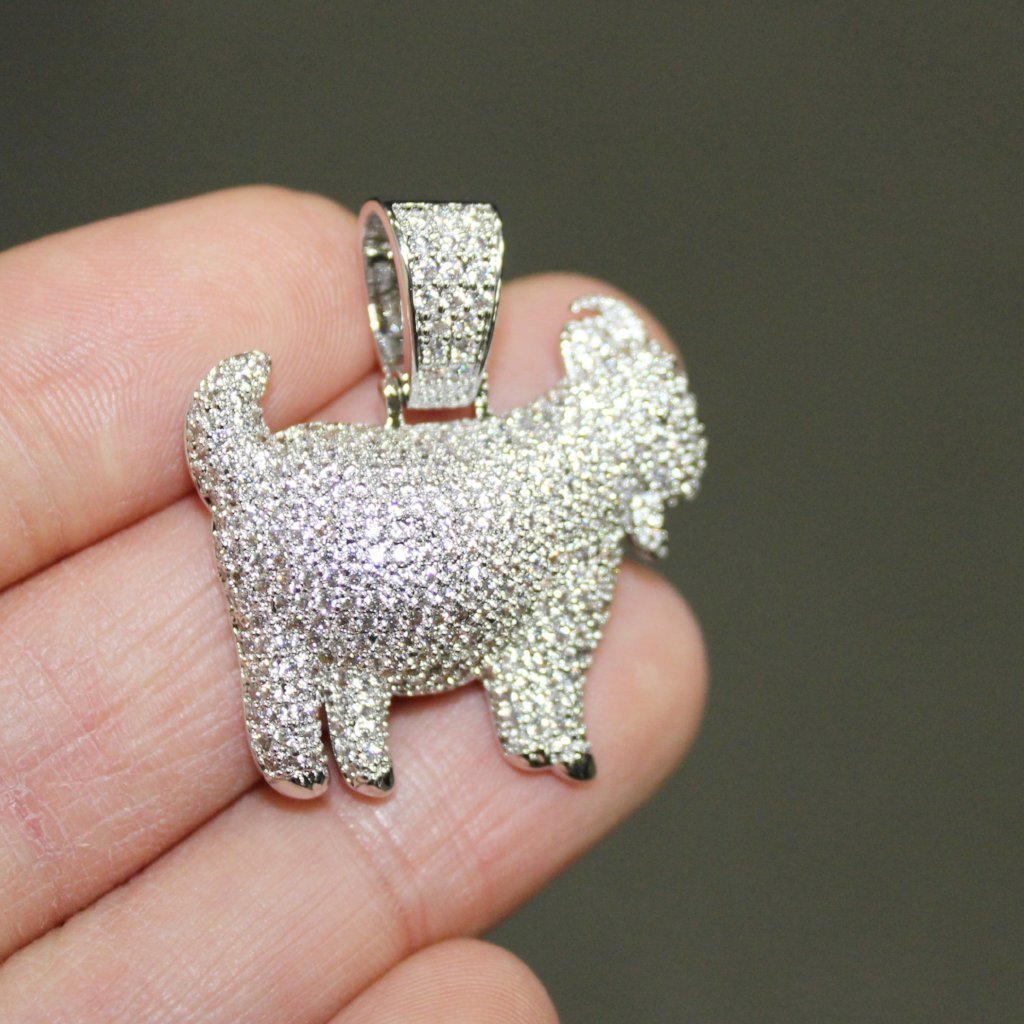 GOAT Emoji Greatest of All Time Hip Hop Pendant Rhodium HipHopBling