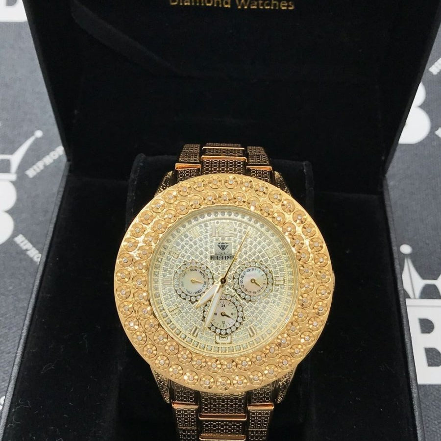 Gold 2 Row .50 Carat Diamond Hip Hop Watch HipHopBling