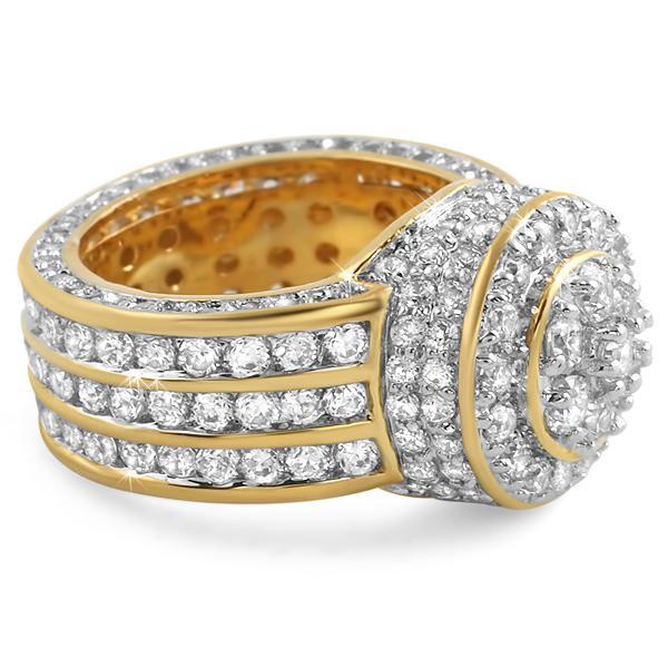 Gold .925 Silver Custom Cluster CZ Bling Ring 7 HipHopBling