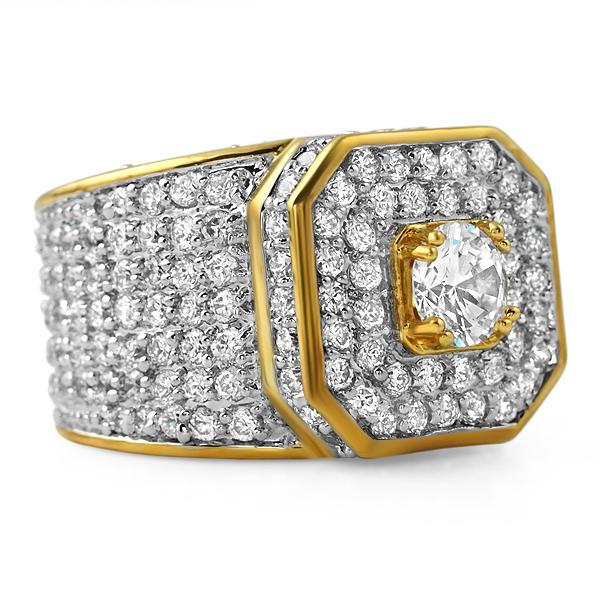Gold .925 Silver Presidential Bling Bling CZ Ring 7 HipHopBling
