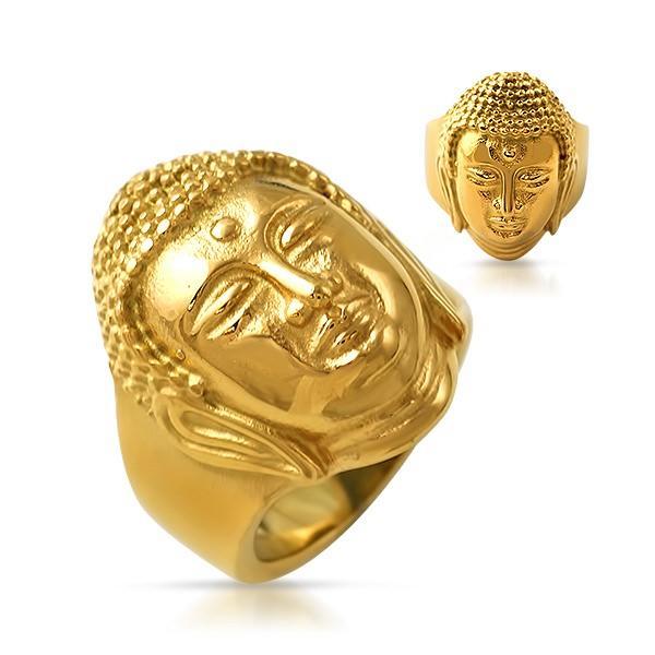 Gold Buddha Ring Stainless Steel HipHopBling