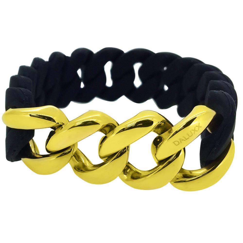 Gold Cuban Black Rubber Bracelet HipHopBling