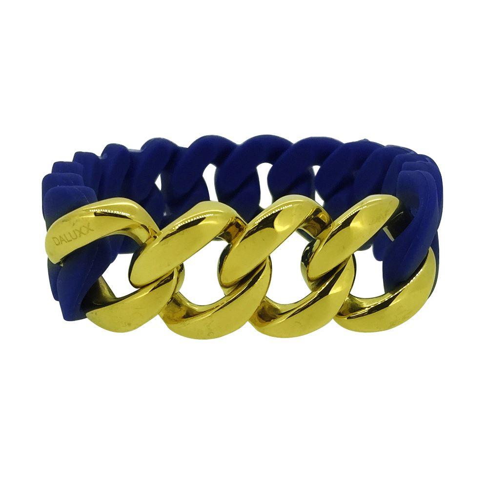 Gold Cuban Blue Rubber Bracelet HipHopBling