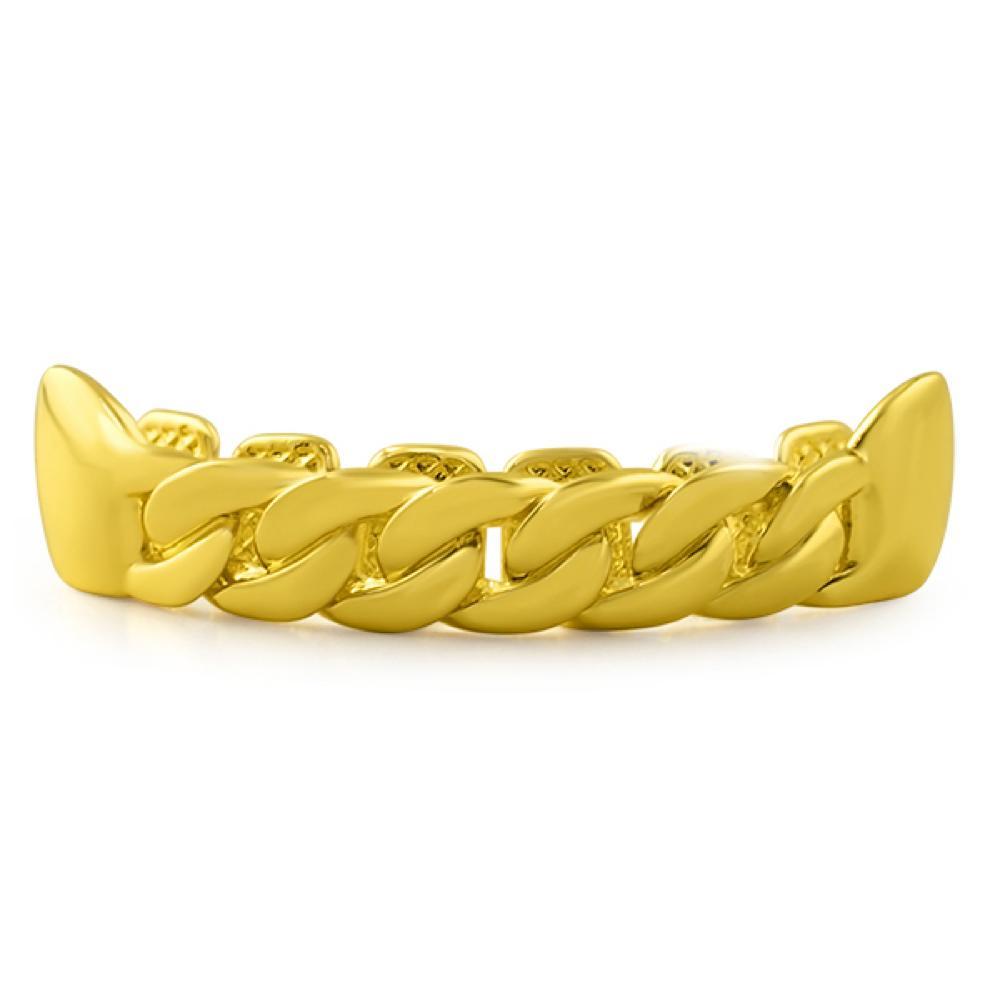 Gold Cuban Grillz Top Teeth HipHopBling