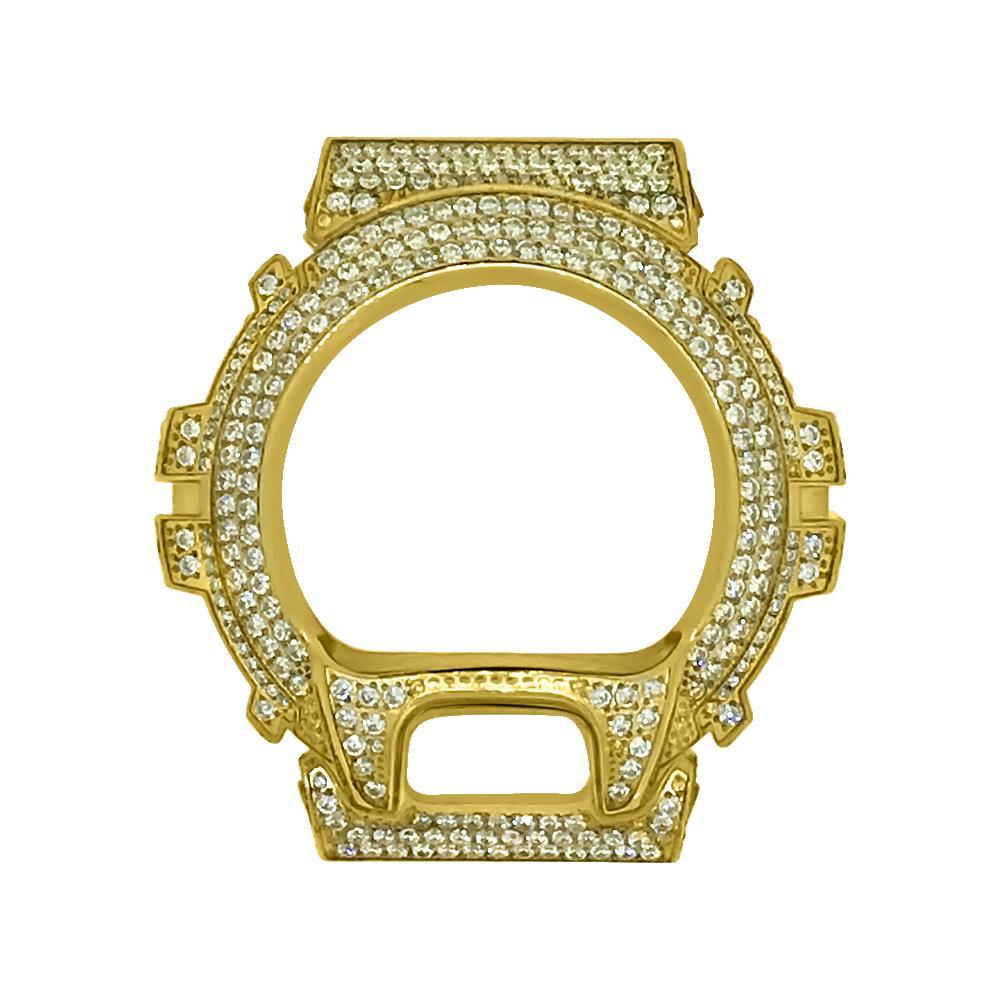 Gold CZ Stainless Steel Bezel Case For Casio G Shock DW6900 HipHopBling