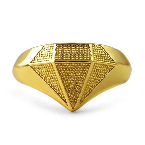 Gold Diamond Shaped .925 Sterling Silver Custom Ring 7 HipHopBling