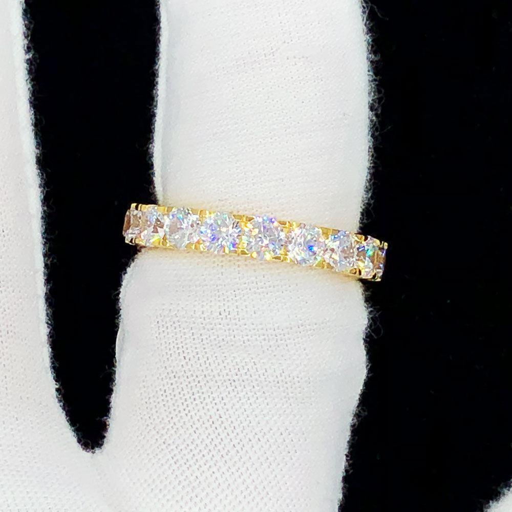 Gold Eternity 4MM CZ Iced Out Ring .925 Sterling Silver Yellow Gold 7 HipHopBling
