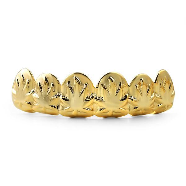 Gold Marijuana Leaf Pot Grillz HipHopBling
