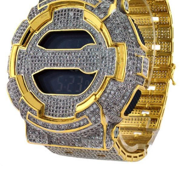 Gold Mega Iced Out Bling Custom Made GA100 G Shock Watch HipHopBling