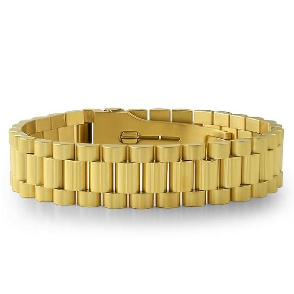 Gold Presidential Bracelet with Watch Buckle HipHopBling