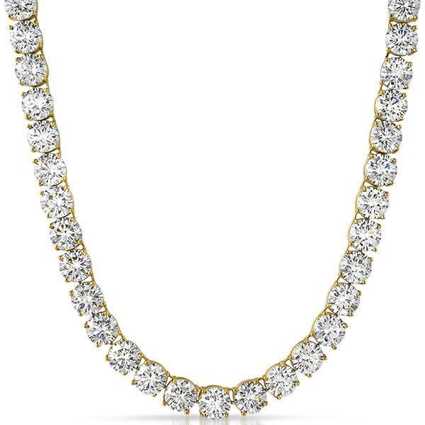 Gold Steel 8MM CZ Bling Bling 1 Row Tennis Chain 18" HipHopBling