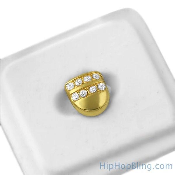 Gold Tooth 2 Row Ice Grillz HipHopBling