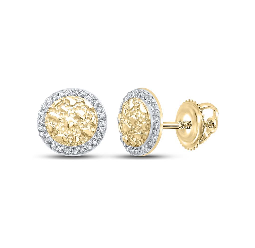 Golden Nugget Circle Diamond Earrings .13cttw 10K Yellow Gold HipHopBling