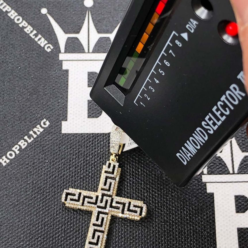 Greek Link Cross Diamond Pendant .70cttw 10K Yellow Gold HipHopBling