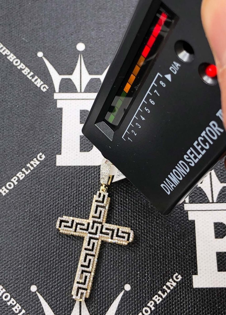 Greek Link Cross Diamond Pendant .70cttw 10K Yellow Gold HipHopBling