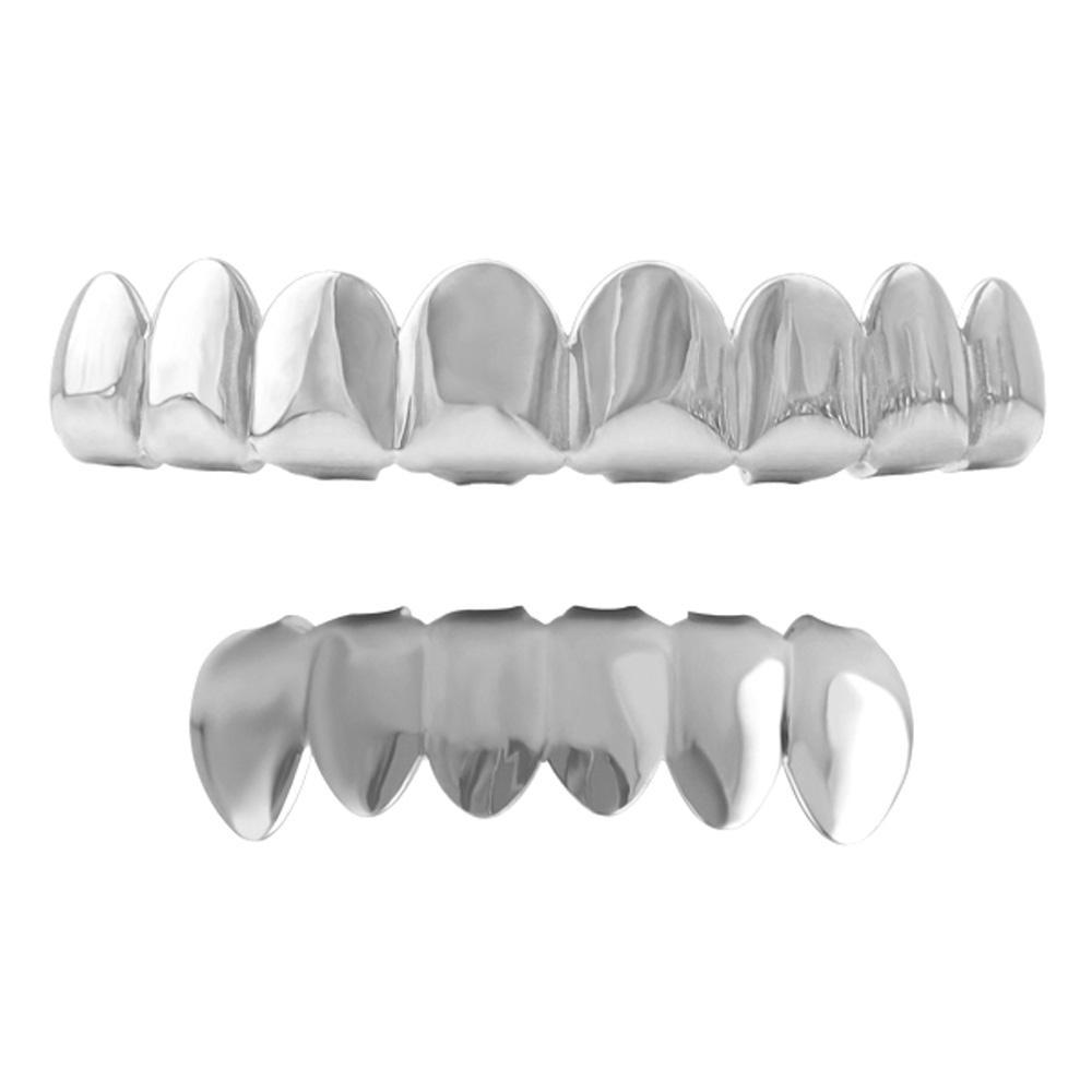 Grillz 8 Tooth Rhodium Teeth Set HipHopBling