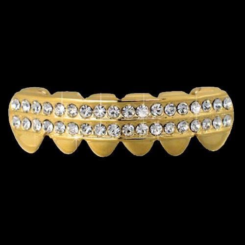 Grillz Iced Out Gold Tone Teeth Grills Hip Hop Bling BOTTOM HipHopBling
