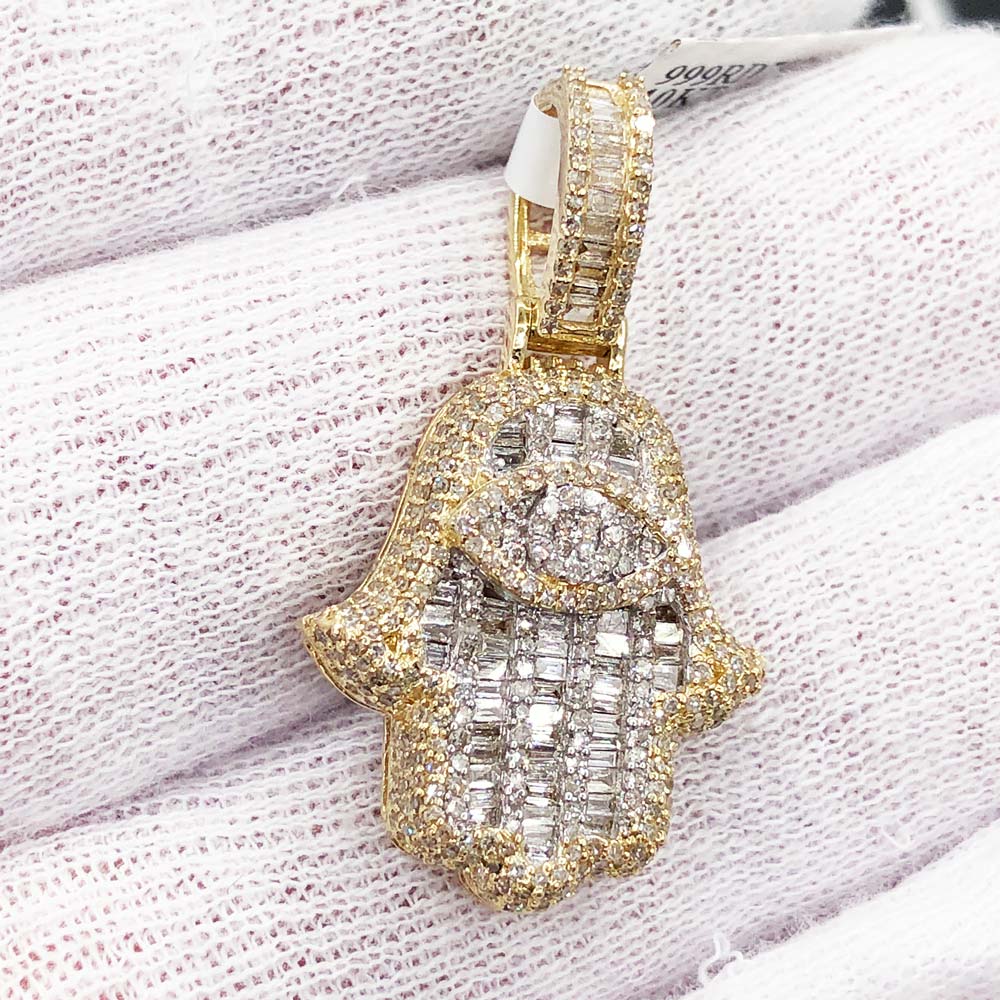 Hamsa Diamond Pendant 1.33cttw 10K Yellow Gold HipHopBling