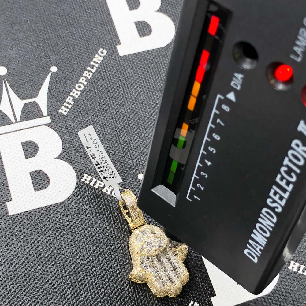 Hamsa Diamond Pendant 1.33cttw 10K Yellow Gold HipHopBling