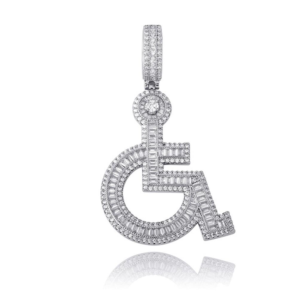 Handicap Baguette Iced Out Hip Hop Pendant Yellow Gold HipHopBling