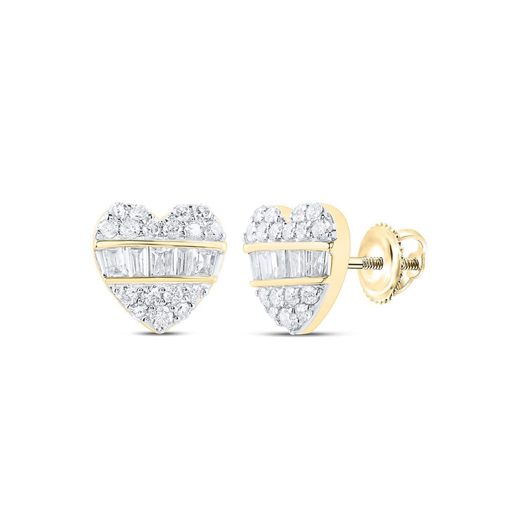 Heart Baguette Diamond Earrings 3/8cttw 10K Gold 10K Yellow Gold HipHopBling