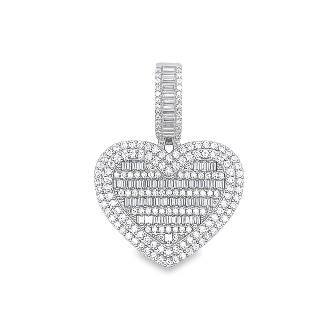 Heart Baguette VVS Moissanite Pendant .925 Sterling Silver HipHopBling