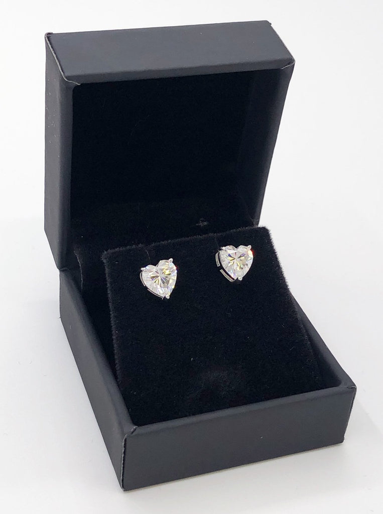 Heart Cut Moissanite VVS D Stud Earrings .925 Sterling Silver HipHopBling