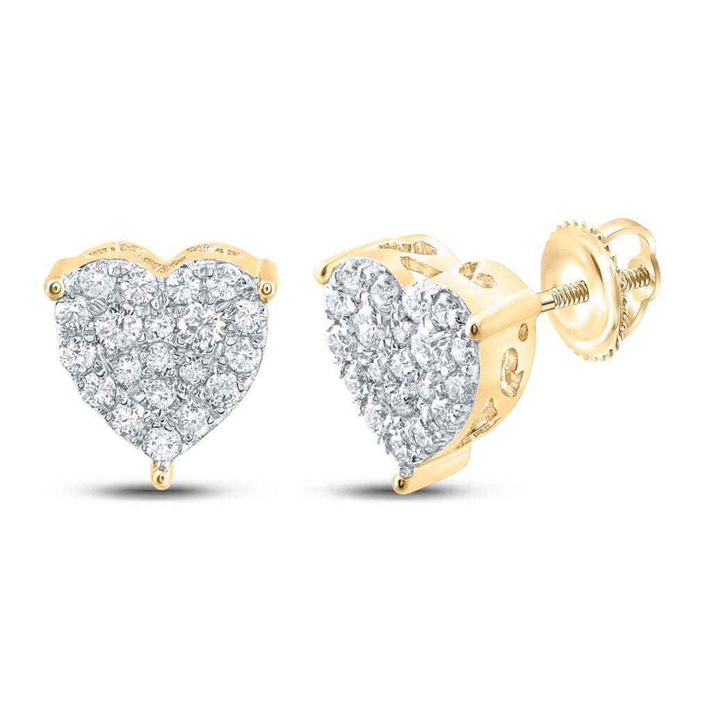 Heart Diamond Earrings 10K Gold | 4 Sizes 10K Yellow Gold .50 Carat HipHopBling