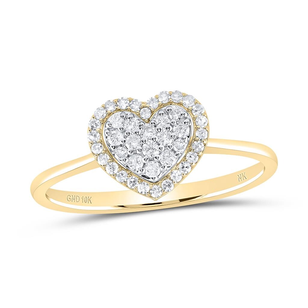Heart Halo Solitaire Diamond Ring 10K Gold 10K Yellow Gold HipHopBling