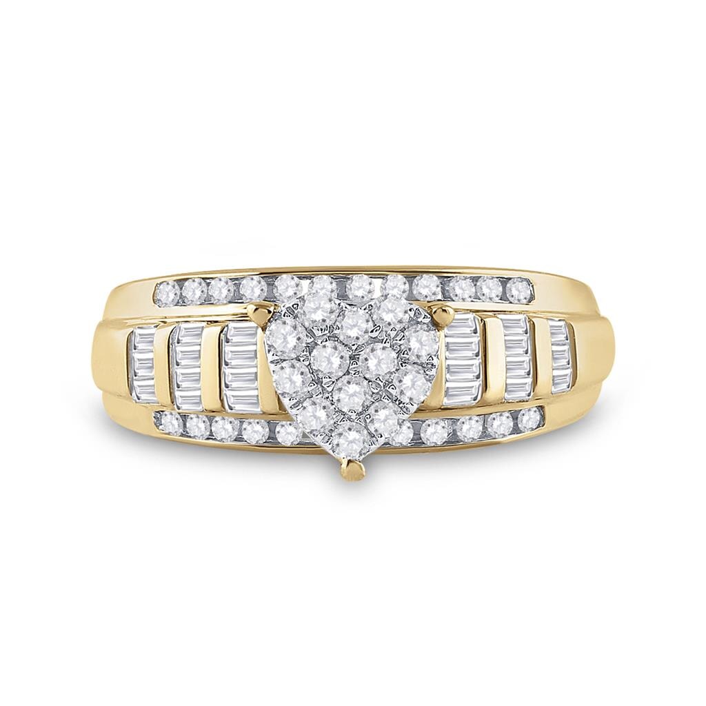 Heart Solitaire Baguette Diamond Ring 10K Gold 10K Yellow Gold .50cttw HipHopBling