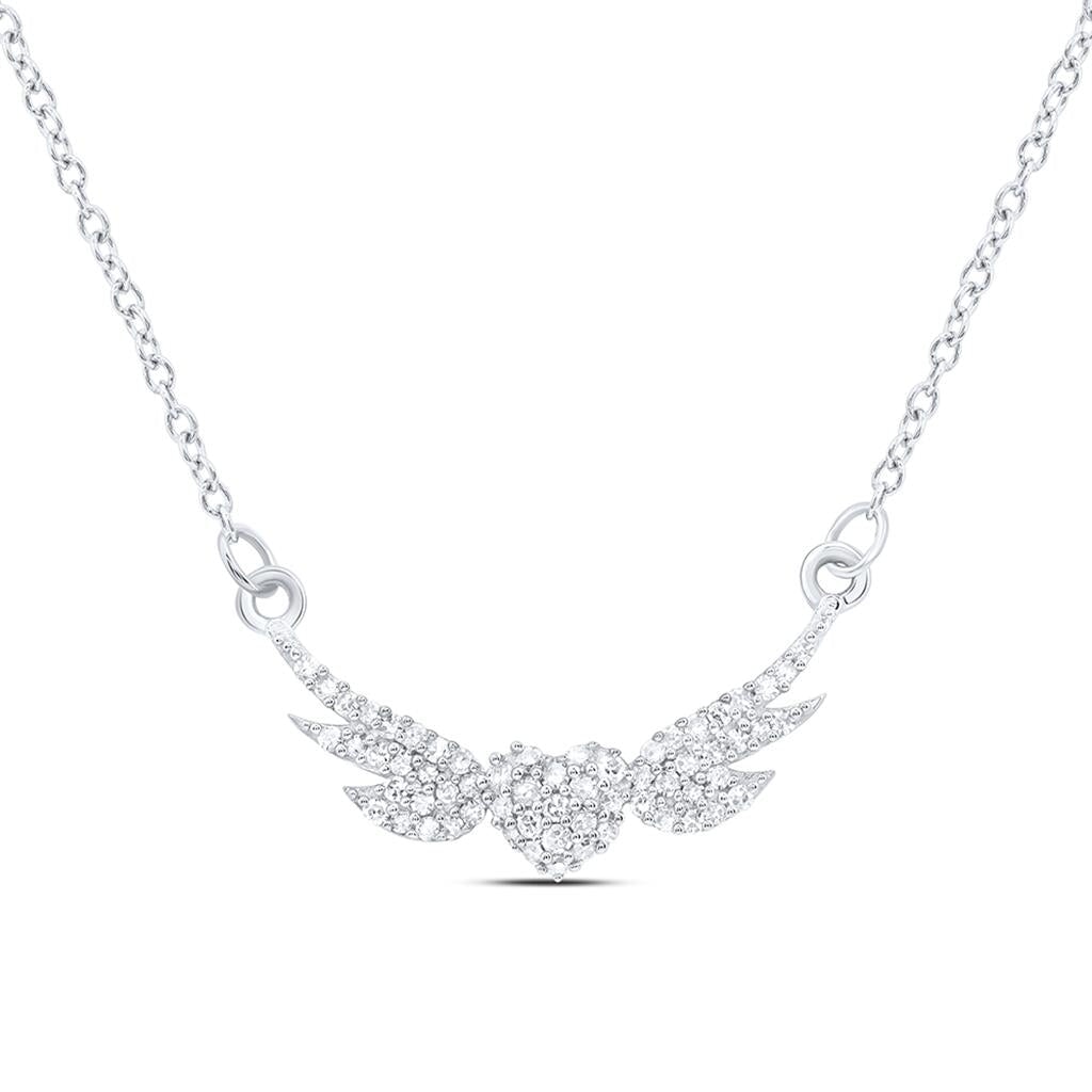 Heart Wings Diamond Charm Pendant Necklace 10K Gold 10K Yellow Gold HipHopBling