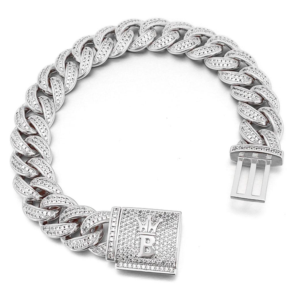 Hip Hop Bling 15MM Cuban Iced Bracelet Yellow Gold 7" HipHopBling