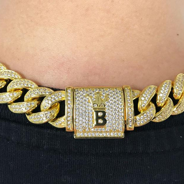 Hip Hop Bling Cuban Chain 15MM Wide White / Yellow Gold Yellow Gold 16" HipHopBling